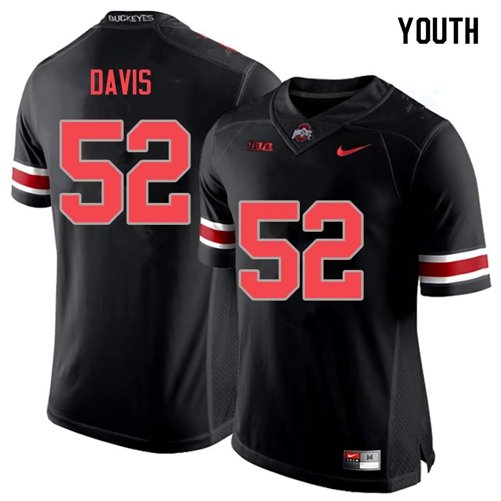 Wyatt Davis Ohio State Buckeyes Youth NCAA #52 Nike Blackout College Stitched Football Jersey QRF6556TC